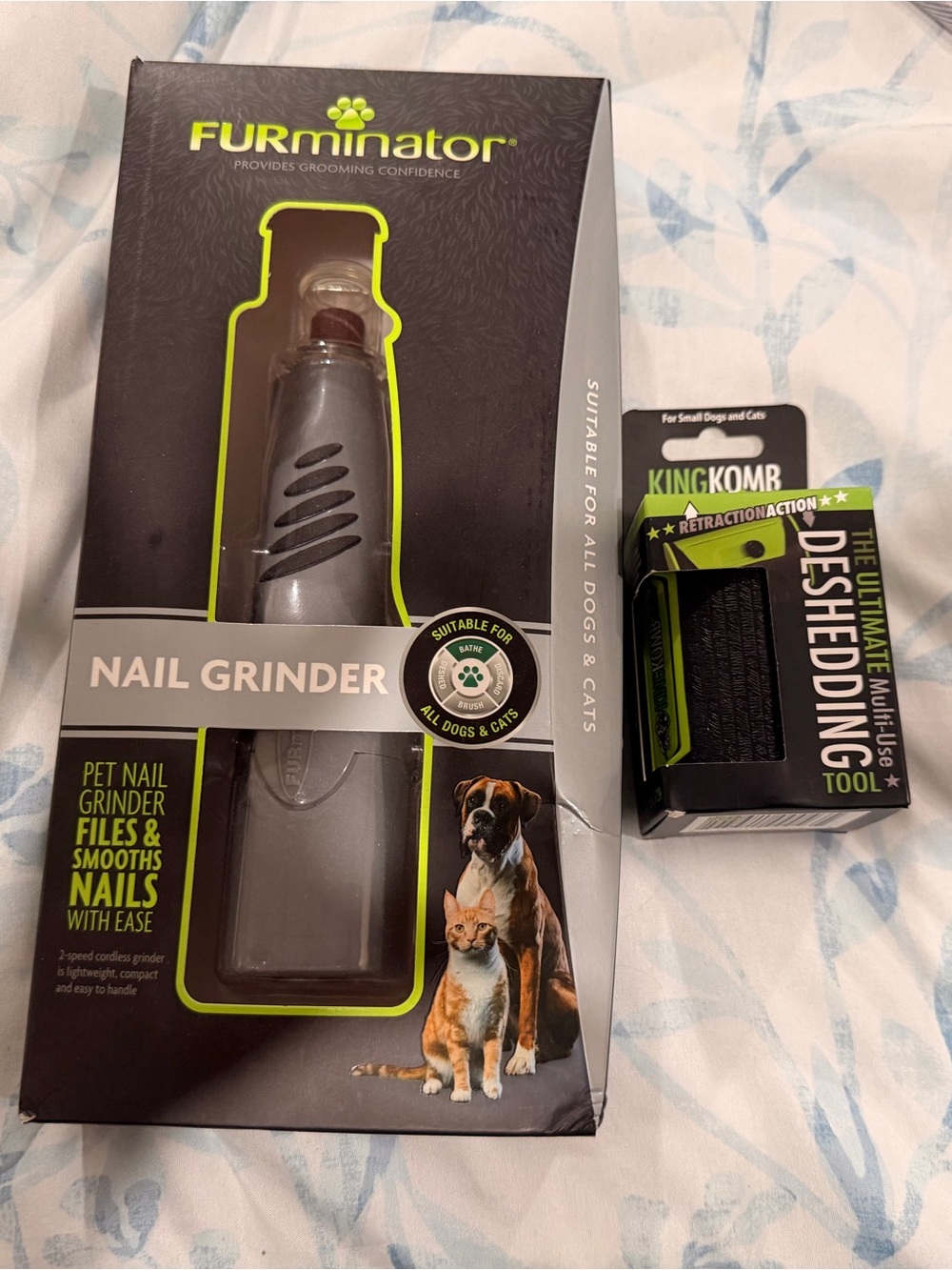 FURminator Gray Nail Grinder and king limb deshedding tool bundle pet Grooming